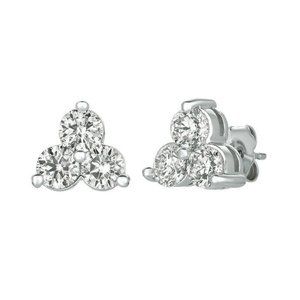 0.50 Carat Natural 3 Stone Diamond Earrings